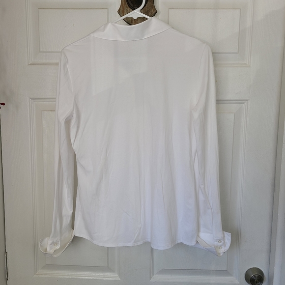 (1332) Calvin Klein Woman's Long Sleeve Blouse, Size: Medium Color: White - Picture 11 of 12